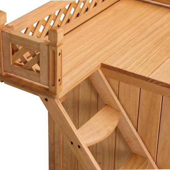 Cadoca Kattenhuis - Balkon Buiten 2 Verdiepingen 53,5x54,5x64,5cm - Hout