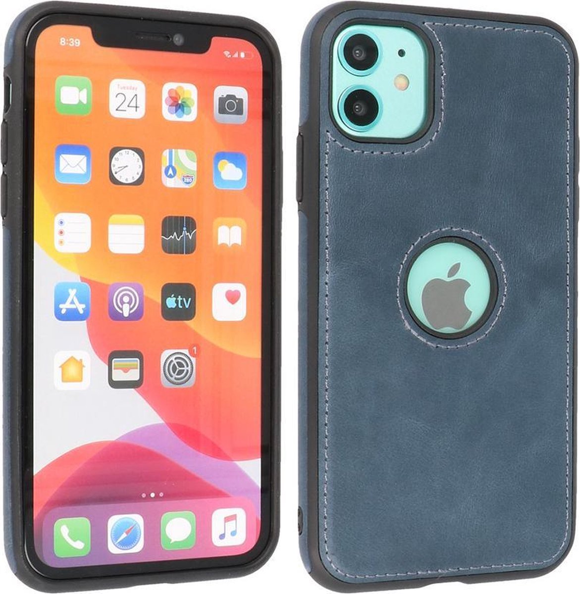 BAOHU - Lederen Hoesje Backcover - Geschikt voor iPhone 11 - Navy