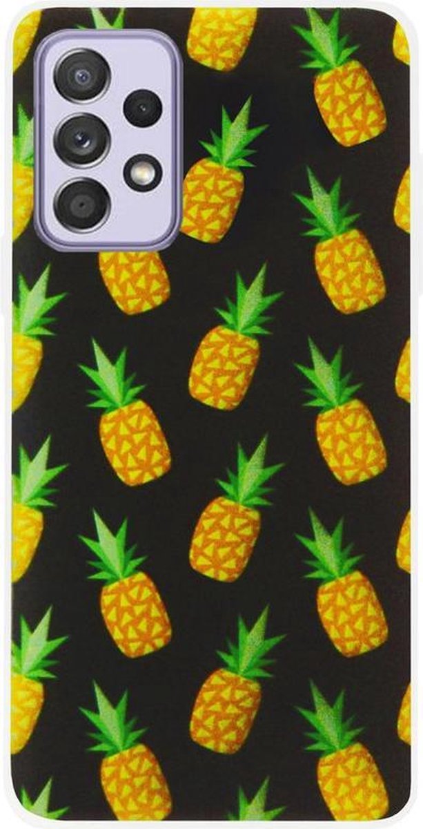 - ADEL Siliconen Back Cover Softcase Hoesje Geschikt voor Samsung Galaxy A72 - Ananas