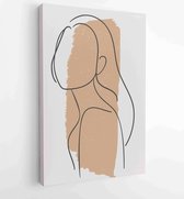 Women body wall art vector set. boho earth tone line art drawing with abstract shape. 1 - Moderne schilderijen – Vertical – 1823785565 - 40-30 Vertical