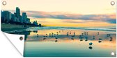 Tuinposter De Australische Gold Coast vlak voor een kleurrijke zonsopkomst - 60x30 cm - Tuindoek - Buitenposter