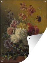 Tuinschilderij Stilleven met bloemen - Schilderij van G.J.J Van Os - 60x80 cm - Tuinposter - Tuindoek - Buitenposter