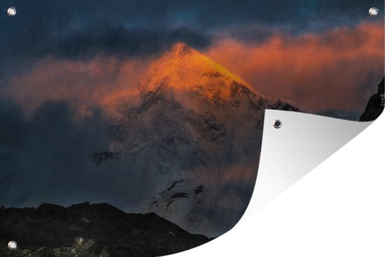 Tuindecoratie Zonsondergang Himalaya - 60x40 cm - Tuinposter - Tuindoek - Buitenposter