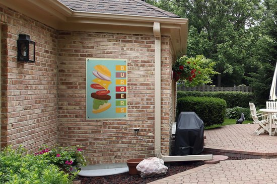 Burgers restauration rapide sur fond bleu 60x90 cm