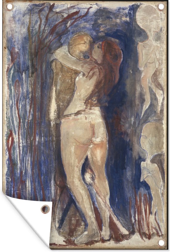 Muurdecoratie Dood en leven - Edvard Munch - 120x180 cm - Tuinposter - Tuindoek - Buitenposter