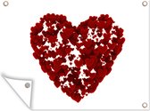 Tuin decoratie Een illustratie van een hart gemaakt met hartjes - 40x30 cm - Tuindoek - Buitenposter
