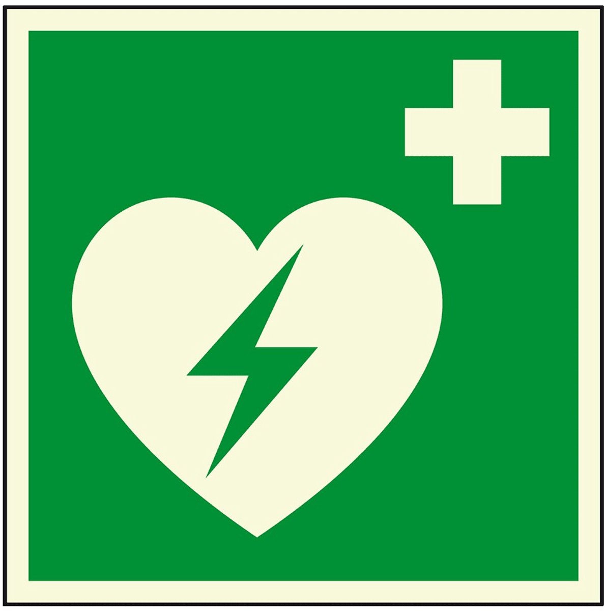 Lichtgevend AED bord - kunststof - E010 150 x 150 mm