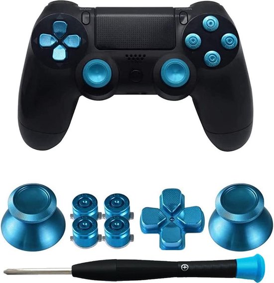 MMOBIEL Metal Bullet Buttons voor Playstation 4 PS4, PS4 Slim, PS4 Pro Dualshock 4 Blauw