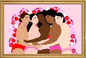 JUNIQE - Poster in houten lijst Unity -20x30 /Bruin & Roze