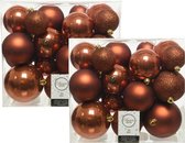 52x stuks kunststof kerstballen terra bruin 6-8-10 cm - Onbreekbare plastic kerstballen