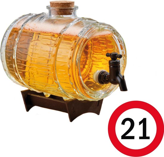Cadeau anniversaire 21 ans distributeurs de bière baril sur standard 24 cm  avec... | bol.com