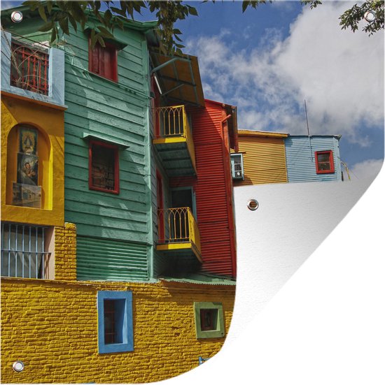 Tuindoek Beroemde huizen in de wijk La Boca in Buenos Aires - 100x100 cm