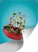 Tuinschilderij groenten wok - 60x80 cm - Tuinposter - Tuindoek - Buitenposter