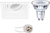 PHILIPS - LED Spot Set - CorePro 830 36D - Proma Domy Pro - GU10 Fitting - Inbouw Vierkant - Mat Wit - 4.6W - Warm Wit 3000K - Verdiept - Kantelbaar - 105mm