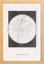 JUNIQE - Poster met houten lijst Northern Constellations -13x18 /Grijs