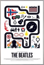 JUNIQE - Poster met kunststof lijst The Beatles -40x60 /Blauw & Rood