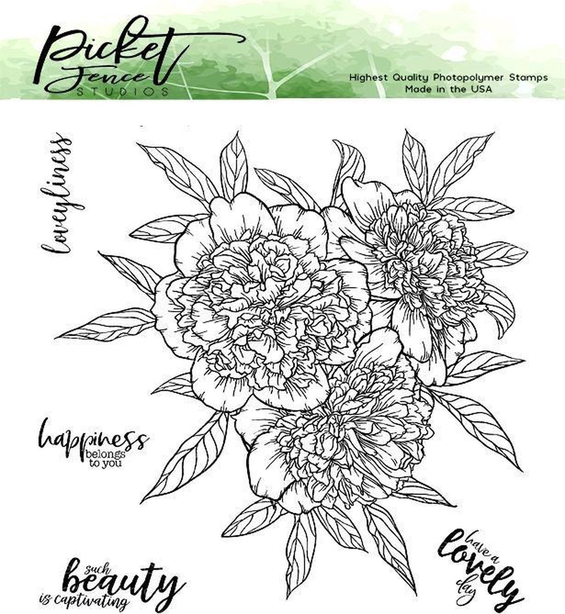Ruffled Peony Bouquet Clear Stamps (F-109)