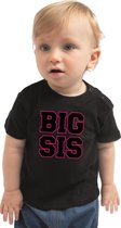 Big sis cadeau t-shirt zwart voor peuter / kinderen - Aankodiging zwangerschap grote zus 92 (11-24 maanden)