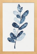 JUNIQE - Poster in houten lijst Blue Plant -40x60 /Blauw & Wit