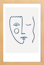 JUNIQE - Poster in houten lijst Faces No. 2 -30x45 /Blauw & Wit