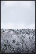 JUNIQE - Poster met kunststof lijst White Winter Forest -20x30 /Grijs