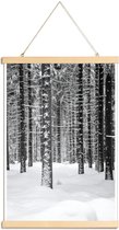 JUNIQE - Posterhanger Deep Dark White Forest -30x45 /Grijs & Wit
