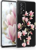 kwmobile telefoonhoesje voor Samsung Galaxy A52 / A52 5G / A52s 5G - Hoesje voor smartphone in poederroze / wit / transparant - Magnolia design