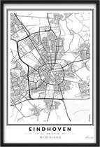 Poster Stad Eindhoven - A2 - 42 x 59,4 cm - Inclusief lijst (Zwart Aluminium)