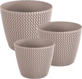Pack 3 ronde potten Prospeplast 5x8x11.5 cm splofy plastic in kleur Mocca