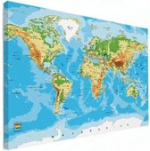 Wereldkaart Klassiek - Canvas 60x40