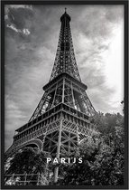 Poster Parijs A4 - 21 x 30 cm (Exclusief Lijst) - Parijs Zwart Wit Poster - Fotoposter Parijs - Stad van de liefde poster
