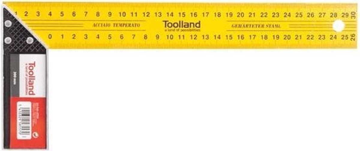 Toolland Winkelhaak, duurzaam gehard staal, aluminium handgreep, lichtgewicht ontwerp, 300 mm