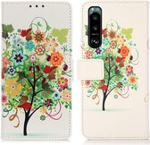 Sony Xperia 5 III Hoesje Wallet Book Case met Bloemen Print