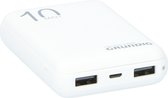 Grundig Powerbank 10000mAh - 2 Portes USB-A - Incl. Câble USB - Wit