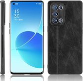 Voor OPPO Reno6 Pro+ Schokbestendig Naaien Koe Patroon Skin PC + PU + TPU Case (Zwart)