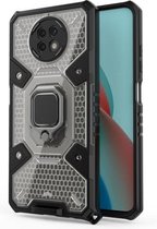 Voor Xiaomi Redmi Note 9 5G Space PC + TPU-ringhouder beschermhoes (zilver)