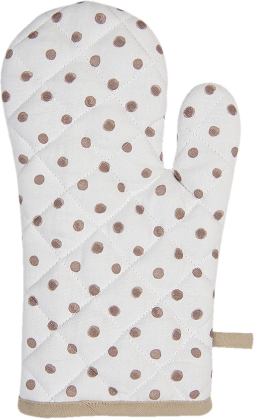 Clayre & Eef Manique de four 18x30 cm Blanc Marron Coton Lapin