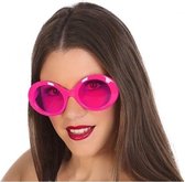 4x stuks fuchsia ronde verkleed zonnebril - Carnaval brillen