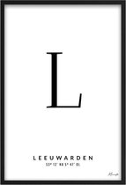 Poster Letter L Leeuwarden A2 - 42 x 59,4 cm (Exclusief Lijst)