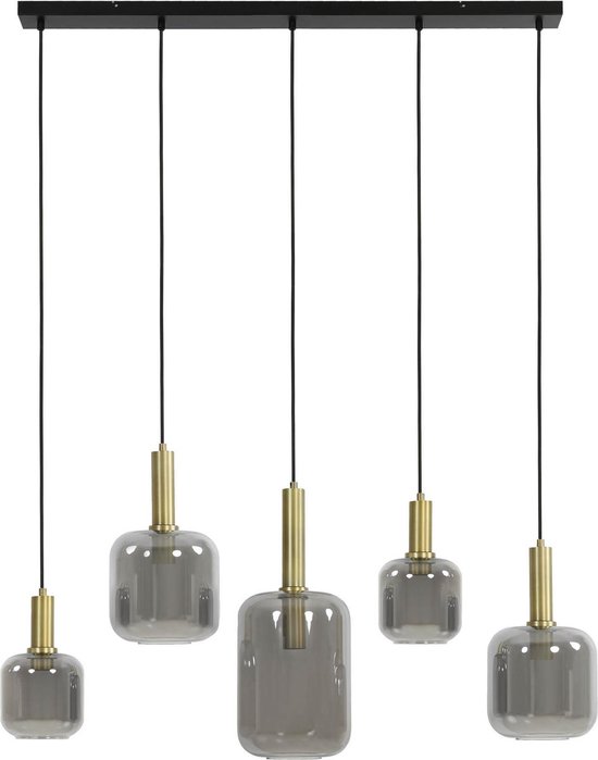Light & Living Hanglamp Lekar - Antiek Brons - 5L 110x22x32cm - Modern - Hanglampen Eetkamer, Slaapkamer, Woonkamer