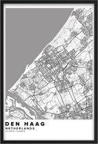 Poster Stad Den Haag - A3 - 30 x 40 cm - Inclusief lijst (Zwart MDF)