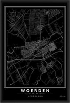 Poster Stad Woerden - A4 - 21 x 30 cm - Inclusief lijst (Zwart Aluminium)