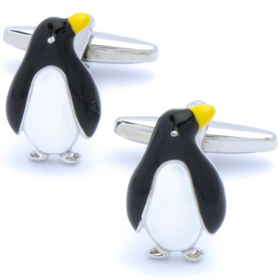 Manchetknopen - Penguin Zwart Wit Geel