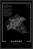 Poster Stad Almere - A4 - 21 x 30 cm - Inclusief lijst (Zwart Aluminium)
