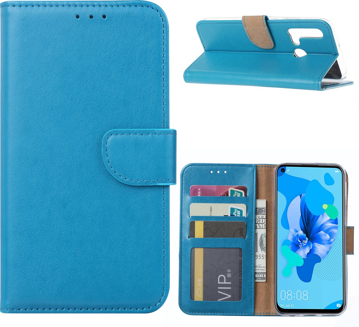 Ntech Hoesje Geschikt voor Huawei P20 lite (2019) Portemonnee / Booktype Hoesje - Blauw