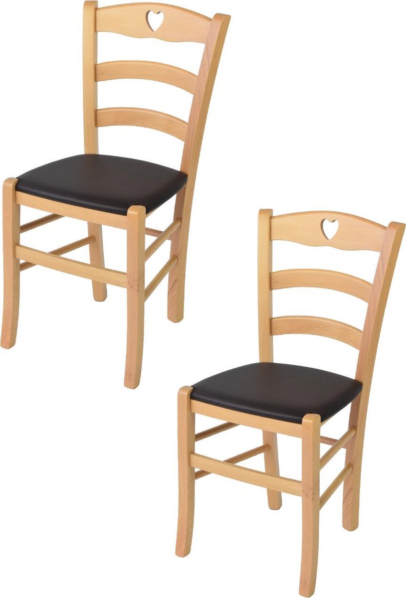 Tommychairs Cuore - Eetkamerstoelen - Set van 6 - Naturel - Stof & Hout