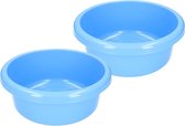 Set van 3x stuks ronde afwasteiltjes / afwasbakken - 6,2 liter - blauw - Kunststof afwasteil / handwas camping