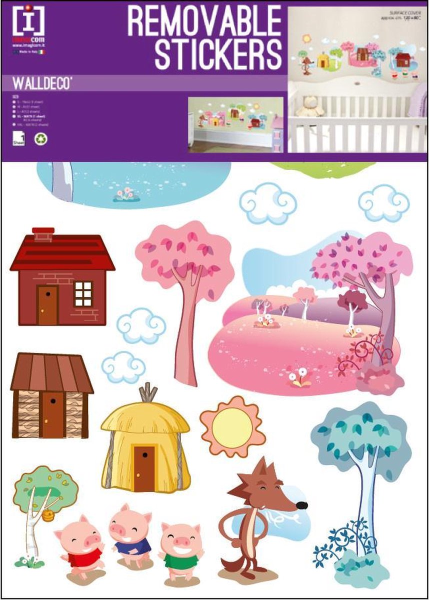 Imagicom Muursticker Little Pigs Meisjes 50 X 70 Cm Vinyl Roze