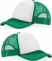 4x stuks truckers baseball cap / petje - groen/wit - voor volwassenen