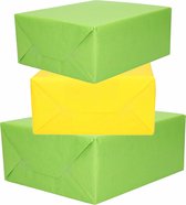 4x Rollen kraft inpakpapier geel en groen 200 x 70 cm - cadeaupapier / kadopapier / boeken kaften